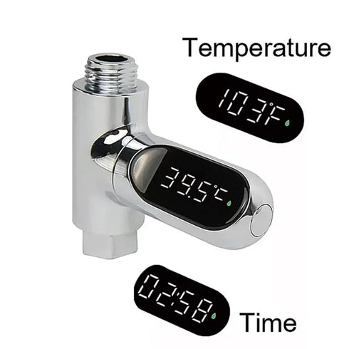 VBSNKLOI 360 LED Shower Thermometer, Shower Thermometer LED Display Baby Bath Water Meter Rotation Flow Self-Generating