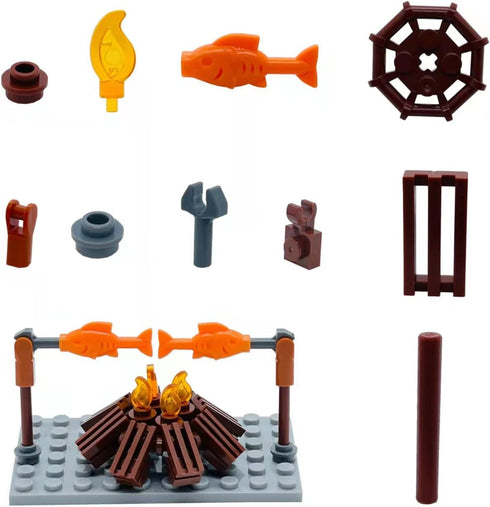 Camping Building Block Kit, Tent Bonfire Camping Lights, Nature Glamping Outdoors Adventures Toy for Boys Girls Age 6-14