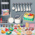 Funpynani 80Pcs Playset, Kitchen Toddler Pretend Cooking with Pots, Pans, Cookware, Food, Picnic Blanket, Fruits