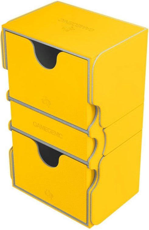 Gamegenic Galápagos Jogos Stronghold 200+ Convertible Deck Box - Double-Sleeved Card Storage, Yellow Color, Holds 200