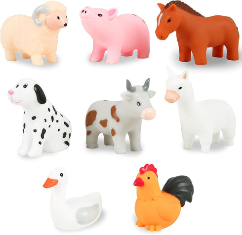 XY-WQ No Hole Bath Toys for Infants 6-12 & Toddlers 1-3, 8 Pcs Animal Bathtub Toys with Mesh Bag