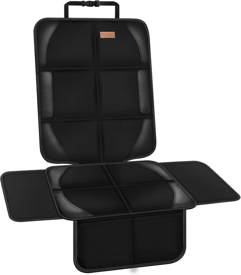 Car Seat Protector Covers for Child Carseat, Waterproof Non-Slip 600D Fabric with Storage Pockets, Large Size (Black)