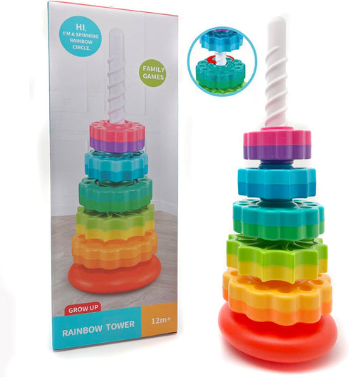 1-3 LUCKFUTURE Spinning Stacking Toys, Educational Toddler Toy Stacking Rings Baby Toys, Montessori Toy for Girls