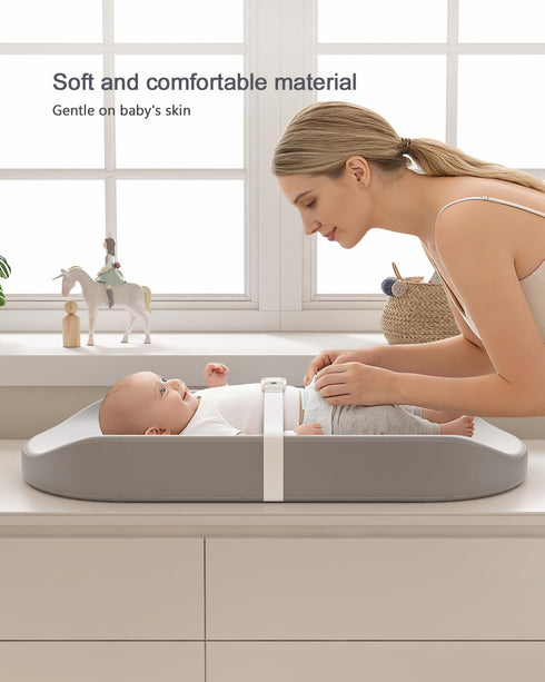 YACODAVO Baby Changing Pad with Vegan Leather Cover, Waterproof & Wipe-Clean Changing Pad for Toddler, Flat Foam Travel