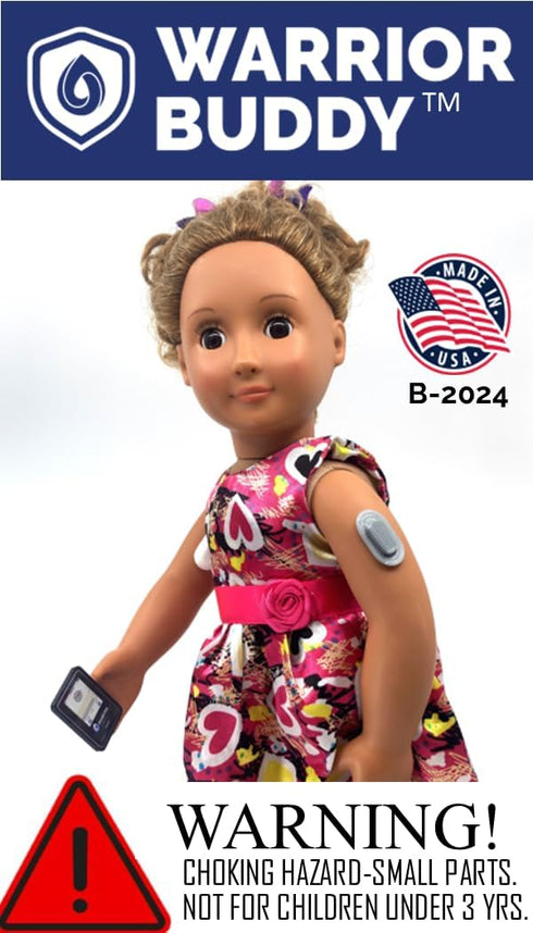 Warrior Buddy Diabetes Accessories for 18" Dolls or Plush Toys (Dexcom G6, Plastic)