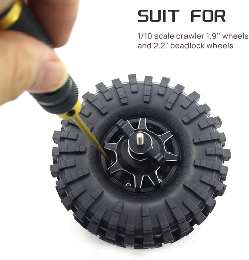 RC Car Tires Tool 1.9 2.2 inch Beadlock Hub Tire Assemble/Removal Tool Fits for for Traxxas TRX4 TRX6 Axial SCX10 II III Redcat 1/10 RC Crawler (Black)