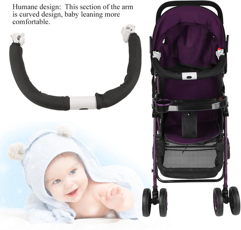 Zerone Universal Stroller Bumper Bar, Adjustable Grab Handle with Soft Grip for Baby Strollers, Detachable Safety