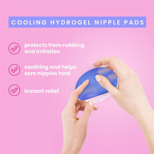 Soothing Gel Pads for Sore Nipples, Instant Cooling Relief, BPA-Free Hydrogel Pads for Breastfeeding, 16 Count