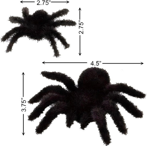 Plastic Fuzzy Spider Multi-Pack, 6 Count Realistic Flexible Scary Fun for Halloween Decoration and Pranks