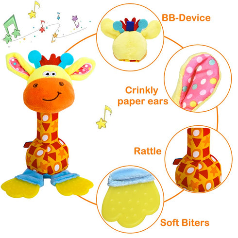 HUADADA Baby Soft Rattles Shaker, Infant Developmental Hand Grip Toys, Sensory Learning Toys for 3-12 Months