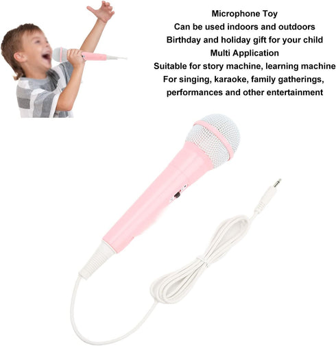 Zyyini Kids Wired Microphone, 3.5mm Jack, Lightweight, No Battery for Kids Singing Machine