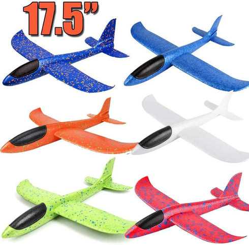 BooTaa 6 Pack Airplane Toys, 17.5" Large Throwing Foam Plane, 2 Flight Mode Gliders, Birthday Gifts for Kids 3-12