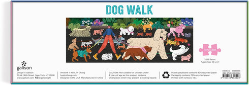 Galison Dog Walk Panoramic Puzzle, 1,000 Pieces, 39” x 14” – Colorful Landscape Jigsaw Puzzle for Family Activity