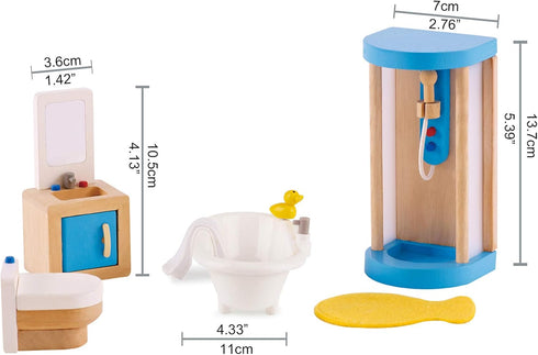 Hape Wooden Doll House Furniture Family Bathroom Set, Small, White