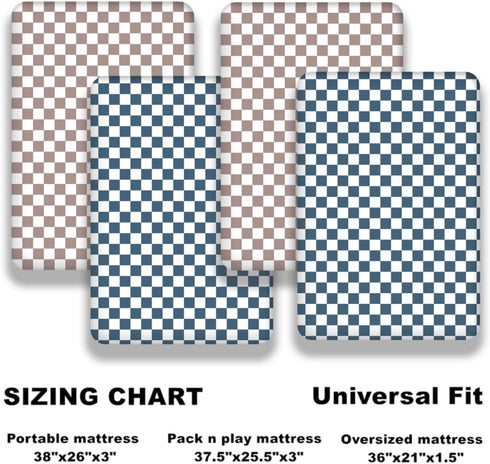 FIGEPO 4 Pack Pack (Pack Checkered N Play Sheets Sheets Neutral Breathable Fitted Baby Mini Crib Sheets Nursery Sheets