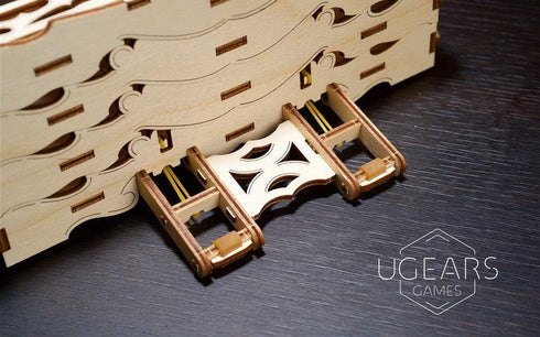 UGears 3D Puzzle Wooden Card Holder for 12 Sets of Playing Cards - Unique Mechanical Devices for Board Games