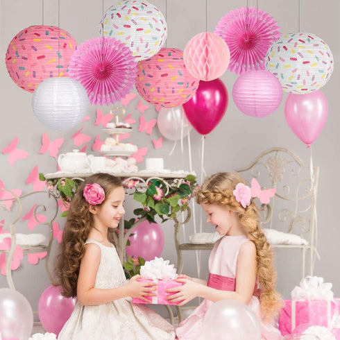 Donut Birthday Party Decorations - Donut Party Supplies with Lanterns, Paper Fan, Honeycomb Ball for Kids Birthday Party