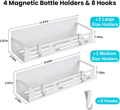 ieddet 4 Pack 8 Magnetic Baby Bottle Organizer for Refrigerator, Bottle Organizer Rack with Hooks, Storage for Baby