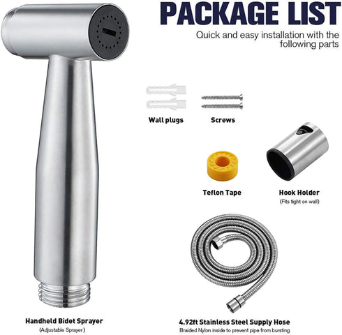 XKHLQLPEF Handheld Bidet Sprayer for Toilet, Portable Cloth Diaper Sprayer Brushed Stainless Steel Bathroom Bidet