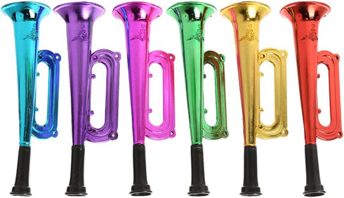 6Pcs Metallic Trumpet Toys - Kid Trumpet Instrument Plastic Blow Horn for Parties and Events - Random Color
