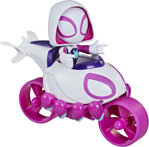 Hasbro Marvel Spidey and His Amazing Friends Ghost-Spider Action Figure with Copter-Cycle Vehicle, Kids Ages 3+