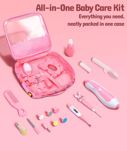 Trimmer Baby Healthcare and Grooming Kit, Electric Safety Nail Baby Nursery Kit, Newborn Care Kits with Hair Brush Comb