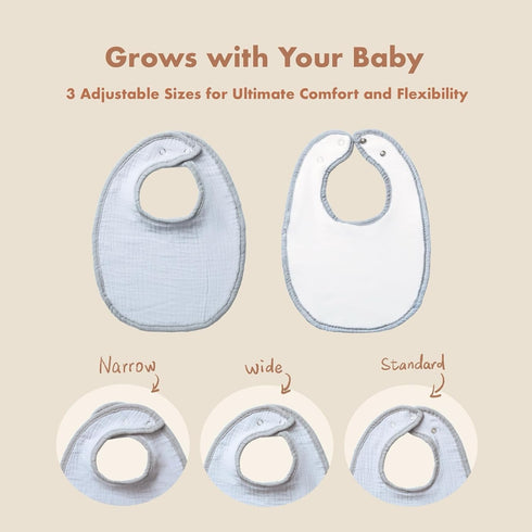 COOROBIN 8-Pack 100% Baby Drool Bibs, Cotton, Ultra Soft & Absorbent for Newborns, Adjustable Snaps, Shower Gift