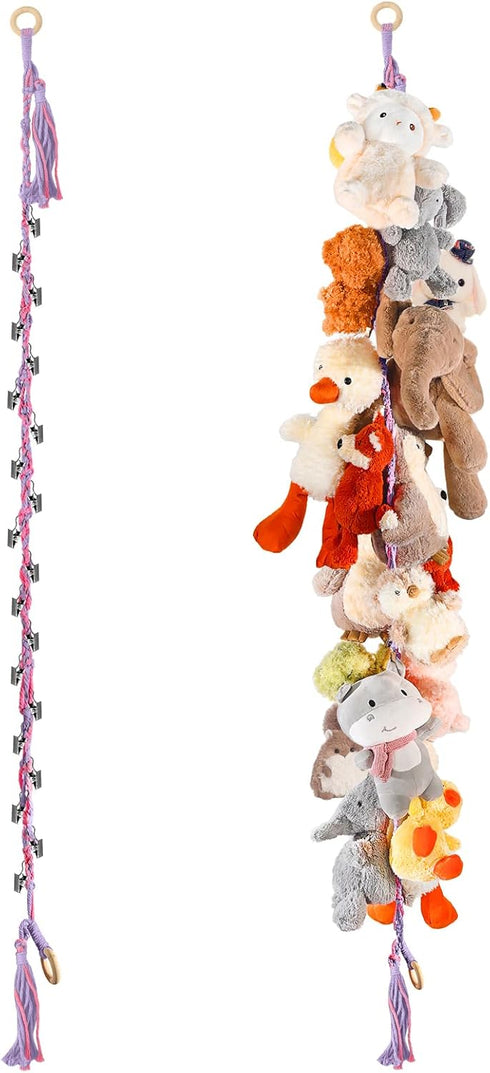 CERETIA 80" Cotton Hanging Storage Chain for Stuffed Animals Storage with 40 Metal