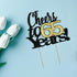 LVEUD Black Font Golden Numbers Cheers to 65 Years Happy Birthday Cake Topper for Wedding, Anniversary, Birthday Party