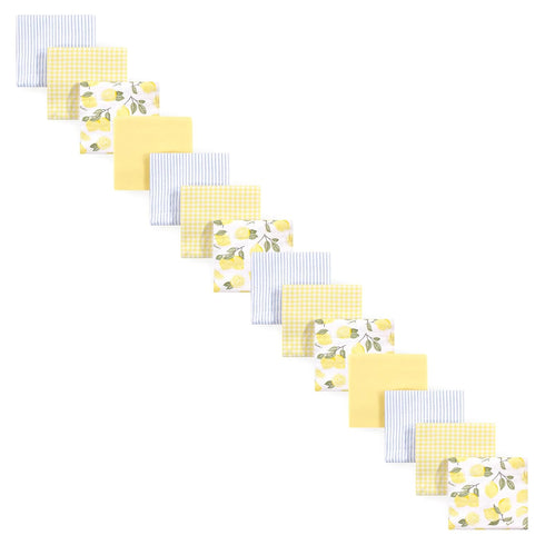 Hudson Baby Unisex Baby Cotton Flannel Receiving Blankets Bundle Set, Lemons 14-Pack,