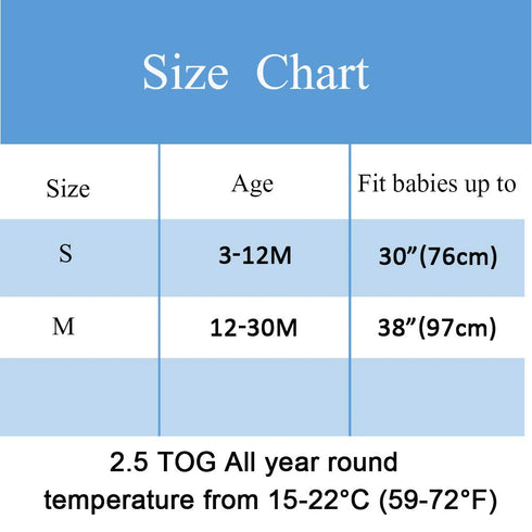 (3-12M) 2.5 Baby Sleeping Sack Long Sleeves Tog Warm Newborn Sleeping Bag with Arms Quilted Swaddle Wearable Blanket
