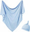 Newborn Swaddle Blanket with Hat Set Baby Swaddle Set Hospital Receiving Blankets