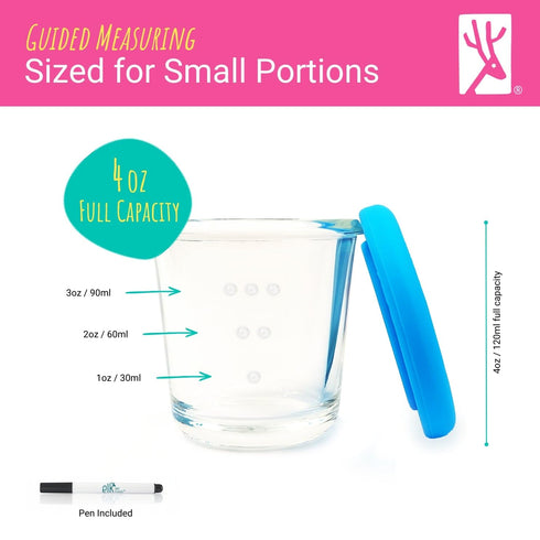 4oz Set 6 Elk and Friends Borosilicate Glass Baby Food Storage Jars with Silicone Lid | Strong Glass | of | Microwave