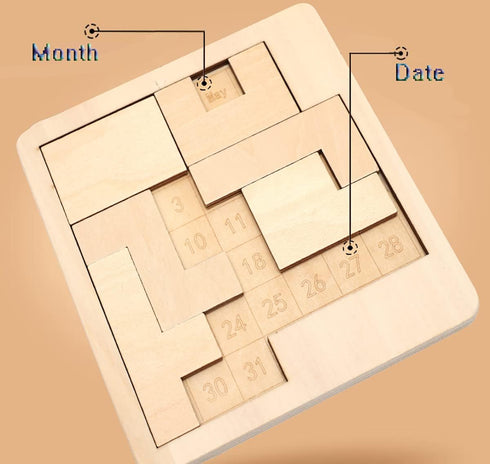 Daily Calendar Puzzle - Wooden Puzzles for Adults, Challenge 365+ Dates, Office Logic Puzzle