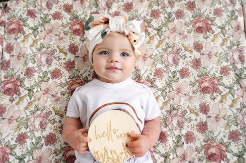 Little Jump Stretchy Jersey Knit Swaddle Blankets, Premium Cotton Floral Baby Quilt for Girls