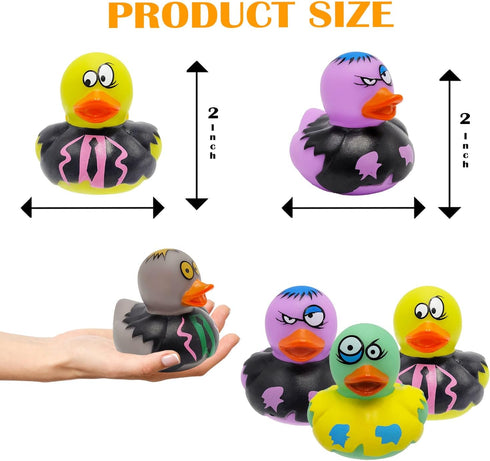 6-Pack Summer 2 Inches Halloween Zombie Rubber Duck Toy Duckies for Kids, Bath, Birthday Baby Showers Beach and Pool