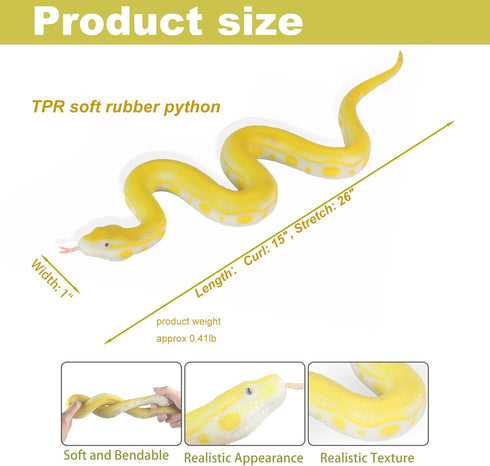 15-Inch Coiled/26-Inch Ultra-Realistic Snake Toy - Scare Birds & Squirrels - Stretchy Garden Decor, Halloween Prank