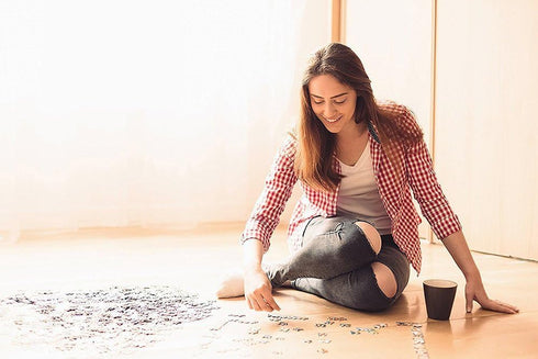 1000 Piece Wooden Jigsaw Puzzles of Sunflowers in The Fields at Sunset for Teens and Family