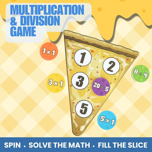 8-12, Matheroni Pepperoni Math Board Game - Multiplication & Division for Kids Ages Hunt & Solve Pepperonis - Pizza