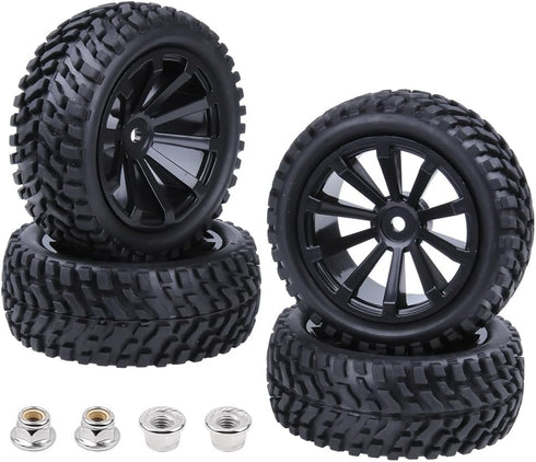 Hobbypark Rubber RC Car Tires & Wheel Rims, Outer Diameter 2.99 inch / 76mm, Foam Inserts (4-Pack).