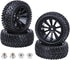 Hobbypark Rubber RC Car Tires & Wheel Rims, Outer Diameter 2.99 inch / 76mm, Foam Inserts (4-Pack).