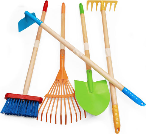 Kids Garden Tools, Outdoor Toys, Shovel for Digging Sand, Kid-Sized Rake, 5PCS