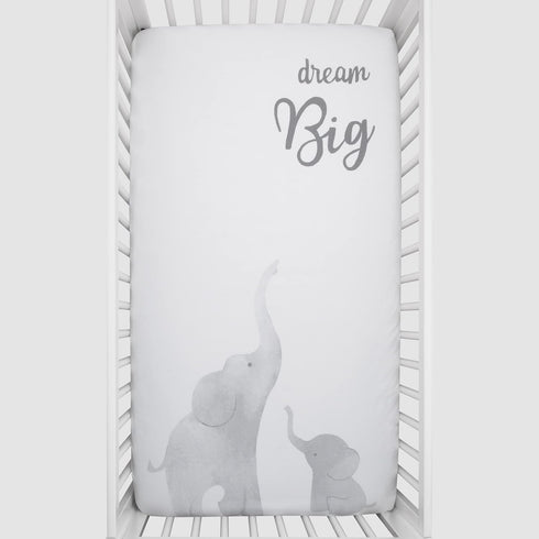 NoJo Elephant Tribe Grey and White 100% Cotton Photo Op Fitted Crib Sheet by NoJo