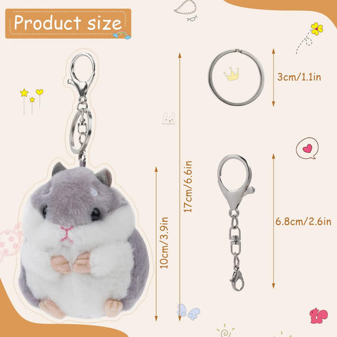 RAYNAG Set of 2 Cute Hamster Plush Keychains Stuffed Animals Keyring Charm