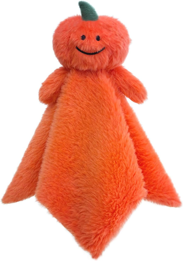Baby Orange Pumpkin Soft Stuffed Animal Security Blanket, Plush Pumpkin Lovey Blanket, Baby Shower Gift, 14"