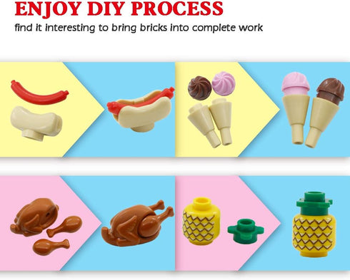City Food Accessories - Building Block Friends Animals Bricks, People House Kitchen Farm Restaurant MOC Pieces Parts