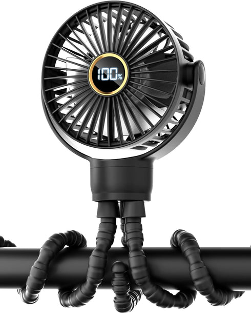 3.5" Battery Powered Baby Stroller Cooling Fan, 3-Speed Rechargeable Tripod Fan with 360 Degree Rotation