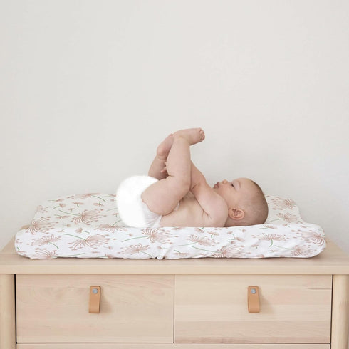 Boho Pink Floral Baby Changing Pad Cover, Soft Breathable Nursery Bedding Cradle & Bassinet Sheets 32''x16'' Vintage