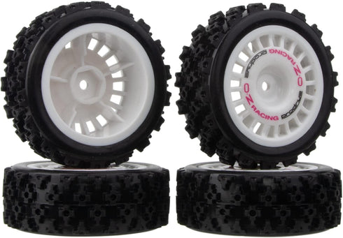 1/10 RC Rally Car Wheels Rims & Rubber Tires 12mm Hex Drive Hub for Tamiya TT-01 TT-02