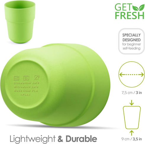 GET FRESH PLA Kids Cups Set – 4-Pack Melamine-Free Dinner Cups for Kids, Microwave Safe, BPA-Free, Reusable Tumblers